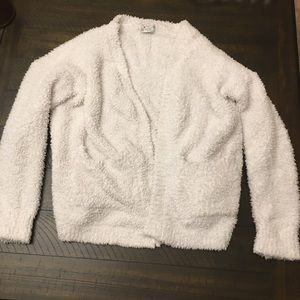 Comfy Teddy White Sweater w/ Pockets